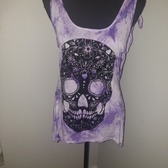 Just In: Lilac Tank w/ Glitter Sugar Skull Inspired Design - Picture 5 of 11